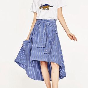 BLUE/WHITE TIE AROUND MIDI SKIRT- NWT